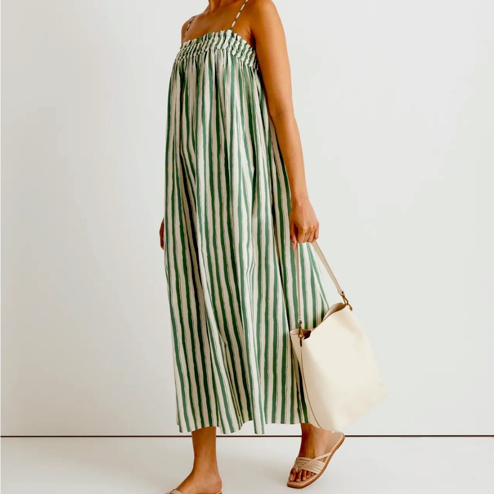 Poplin Ruffle A-Line Midi Dress in Versailles green.
